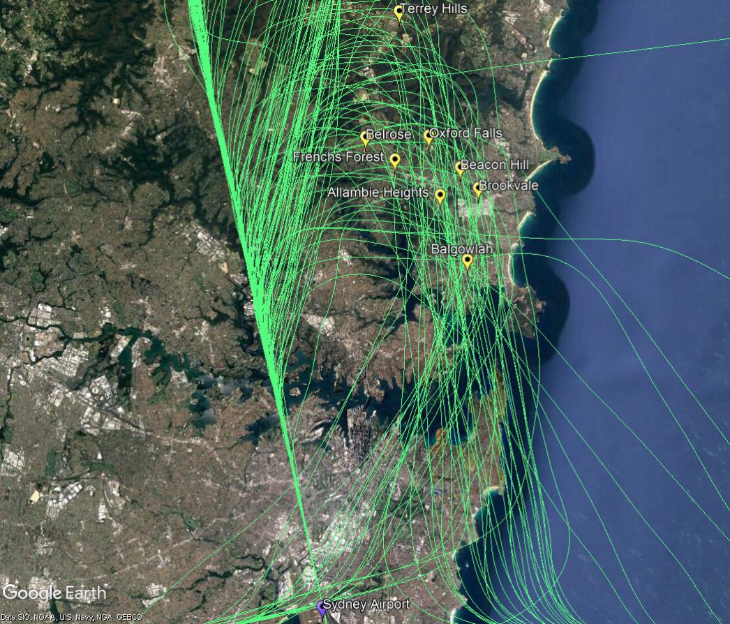 Flight path over the north-east