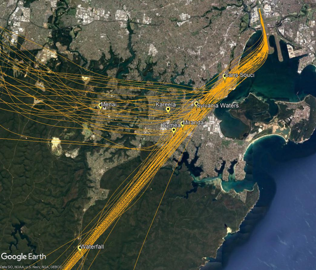 Non-jet flight path, south flow