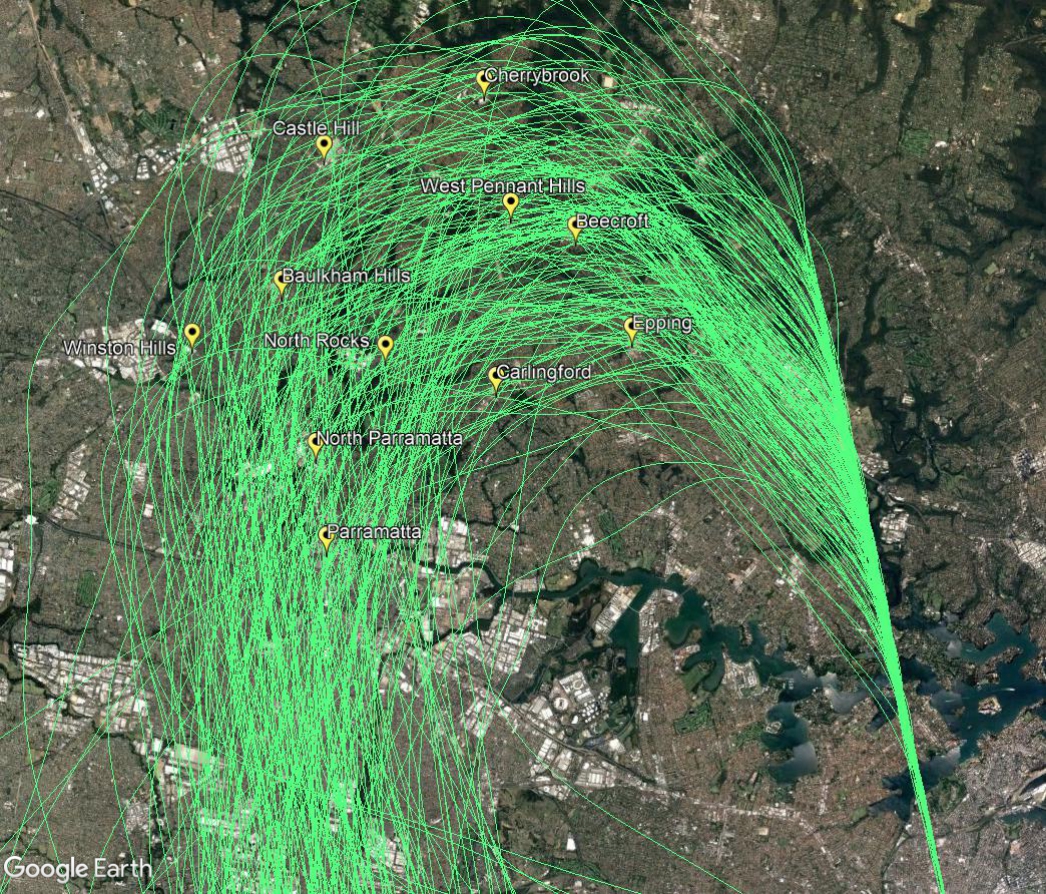 Flight path over the north-west
